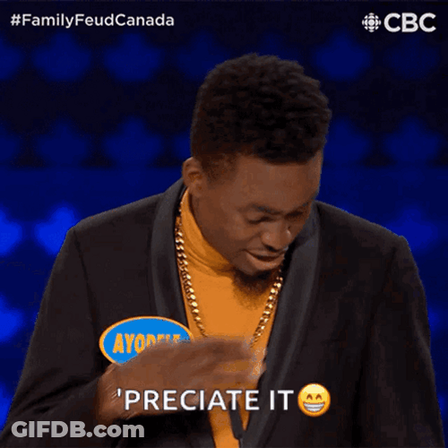 Ayodele Family Feud Shoulder Brush GIF