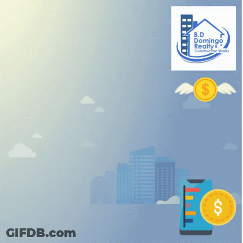 B.D. Domingo Realty Ad With Phone And Dollar Coin GIF