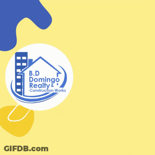 B.d Domingo Realty And Construction Works Logo With A Cartoon Character GIF