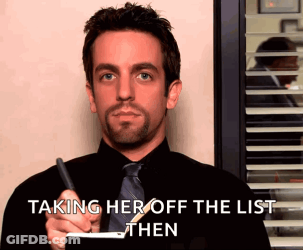 B.J Novak Taking Her Off The Checklist GIF