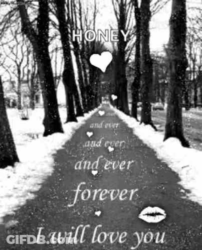B&W Snowy Road Honey Ever Forever Love You GIF