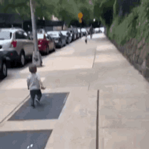 Babies Running Hug GIF