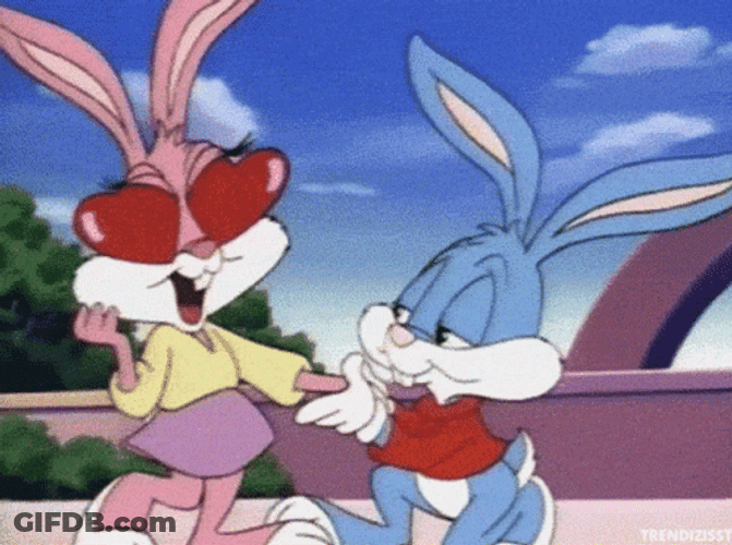 Babs And Bugs Bunny In Love Cartoon Love GIF