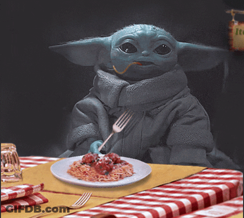 Baby Alien Eating Spaghetti And Meatballs GIF