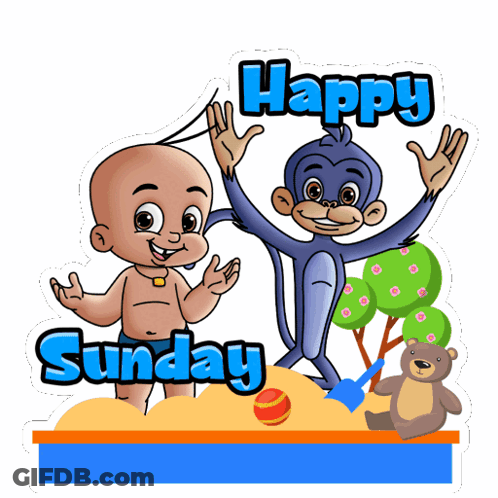 Baby And Monkey Happy Sunday GIF