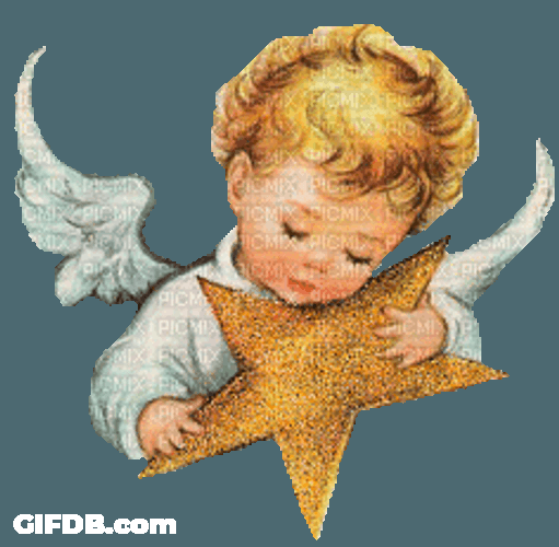 Baby Angel Hugging Sparkling Star GIF