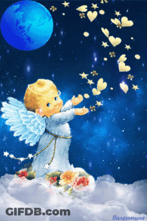 Baby Angel Throwing Hearts GIF