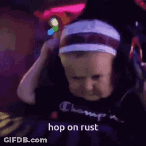 Baby Asked To Hop On Rust GIF