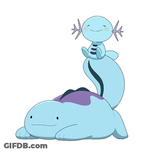 Baby Axolotl Sitting On Another Axolotl GIF