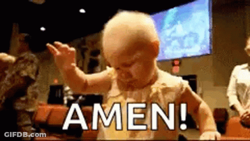 Baby Before Large Screen Saying Amen GIF