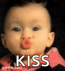 Baby Blowing A Kiss With Red Lipstick GIF