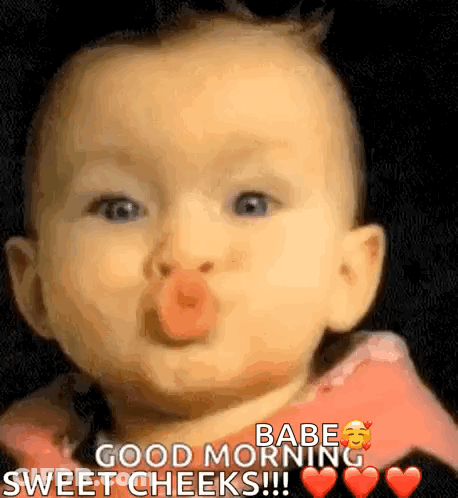 Baby Blowing Kiss Saying Good Morning Babe Sweet Cheeks GIF