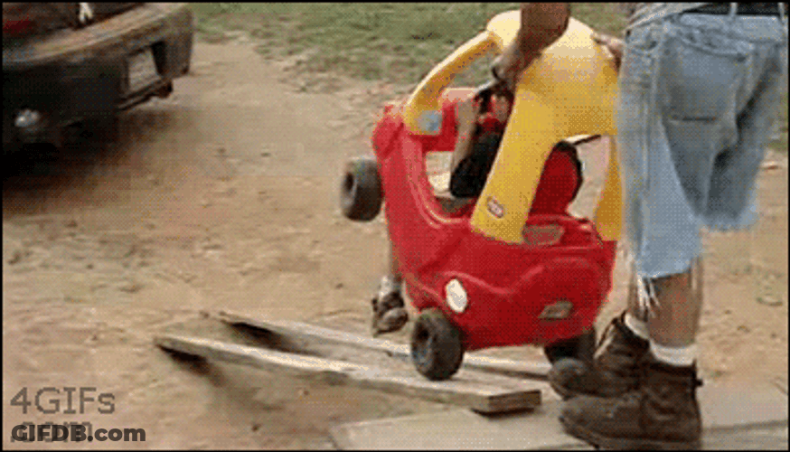 Baby Car Falling From Wood GIF