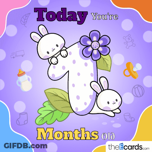 Baby Card Saying One Month Old GIF
