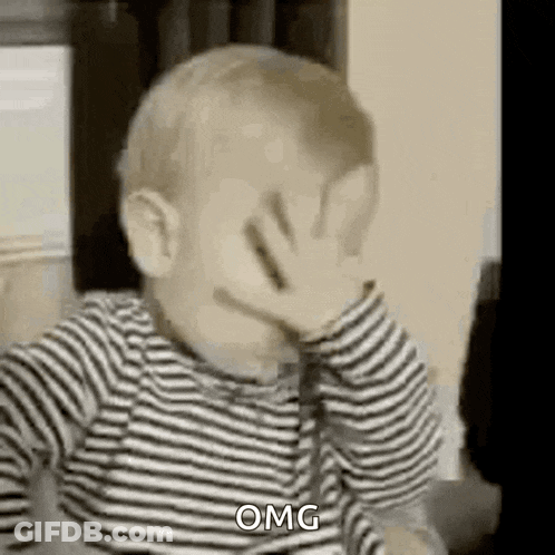 Baby Covering Face Saying OMG GIF