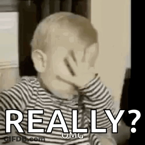 Baby Covering Face Saying Really GIF