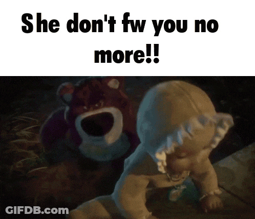 Baby Crawling Next To Stuffed Animal Saying She Don't Fw You No More GIF