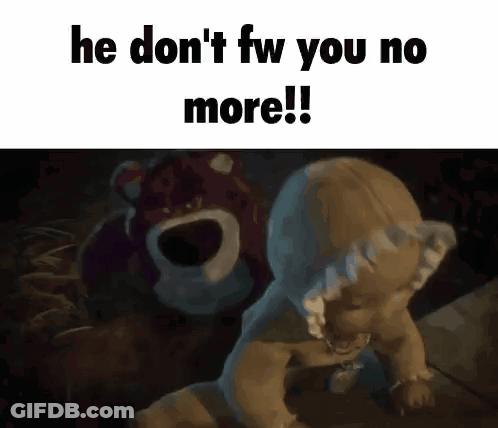 Baby Crawling Next To Teddy Bear Saying He Don't Fw You No More GIF