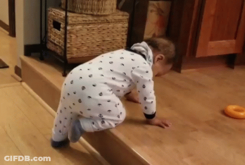 Baby Crawling On Wood Floor GIF