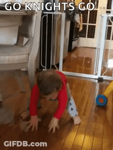 Baby Crawling On Wooden Floor Go Knights Go GIF