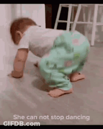 Baby Crawling Saying She Can Not Stop Dancing GIF
