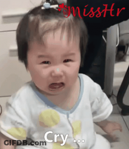Baby Crying In Front Of Miss HR Banner GIF