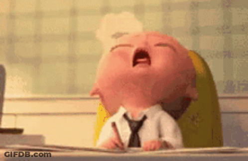 Baby Crying Sitting At Desk With Pencil GIF