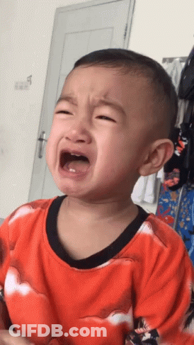 Baby Crying With Mouth Open In Red Shirt GIF