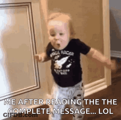 Baby Dancing In Hallway Me After Reading The Complete Message LOL GIF