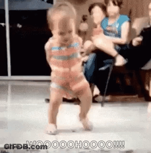 Baby Dancing On Dance Floor In Front Of Crowd GIF