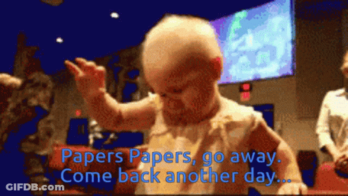 Baby Dancing With Papers Go Away GIF