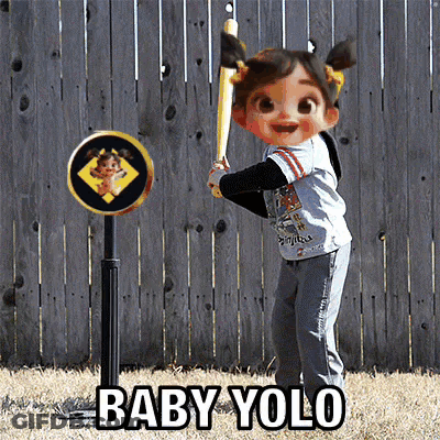 Baby Doll Holding Baseball Bat Baby Yolo GIF