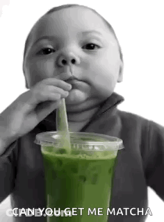 Baby Drinking Green Tea Through Straw GIF