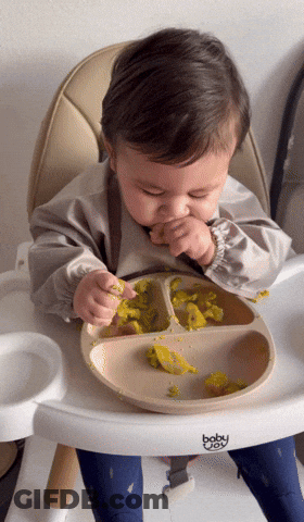 Baby Eating From Baby Way Tray GIF