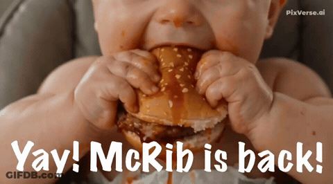 Baby Eating Hamburger Yay McRib Is Back GIF