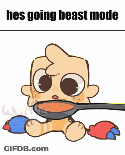 Baby Eating Spoon Beast Mode GIF