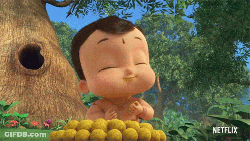 Baby Eating Yellow Balls With Netflix Logo GIF
