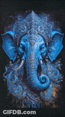 Baby Elephant Reading Book Happy Ganesh Chaturthi GIF