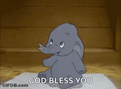Baby Elephant Sitting On Rug God Bless You GIF