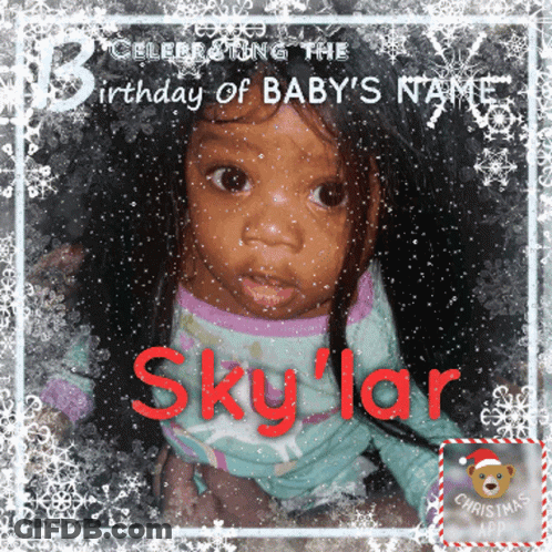 Baby Face With Name Skylar GIF