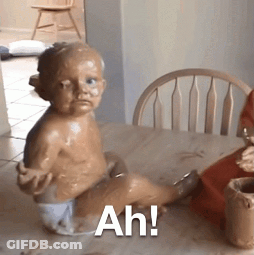 Baby Fully Coated With Peanut Butter GIF