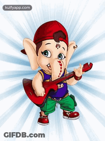 Baby Ganesha Holding Guitar GIF