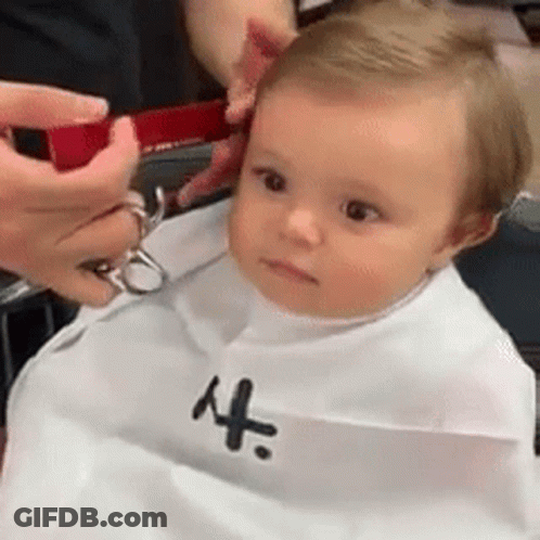 Baby Gets Haircut From Barber GIF