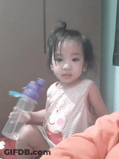 Baby Girl Drinking Water GIF