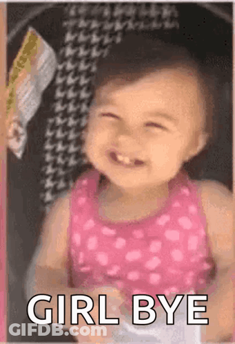 Baby Girl In Pink Dress Saying Girl Bye GIF