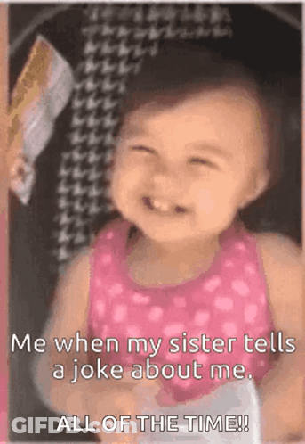 Baby Girl Pink Tank Top Smiling Me When Sister Tells Joke GIF