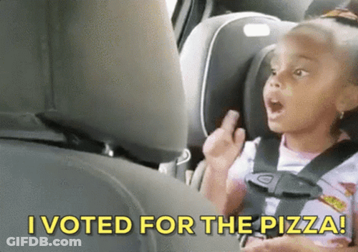 Baby Girl Vote For Pizza GIF