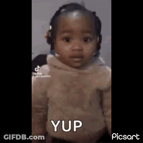 Baby Girl With Headphones Making Funny Face Saying Yup GIF