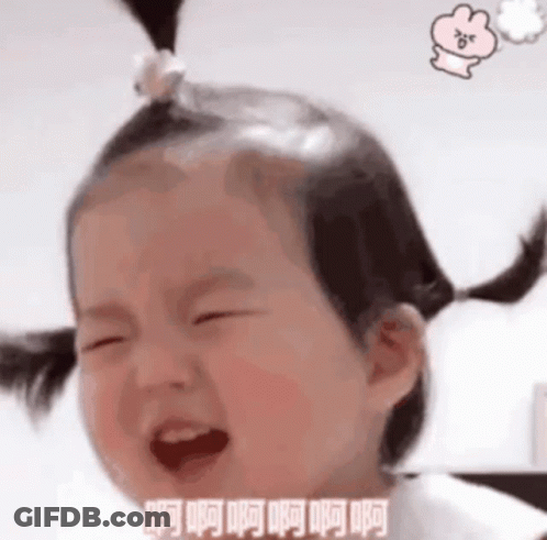 Baby Girl With Pigtails Crying Eyes Closed GIF