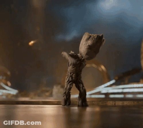 Baby Groot Dancing On Wooden Floor GIF